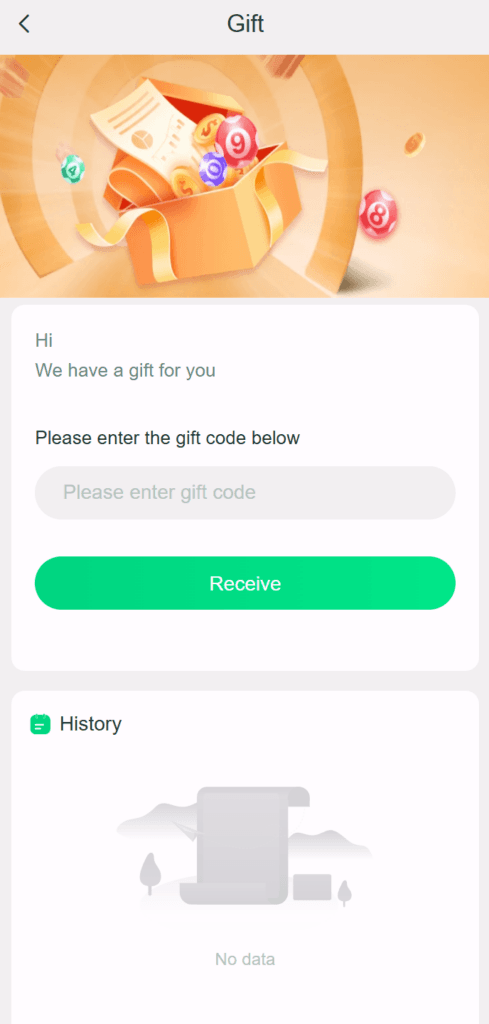 YaarWin Gift Code Screen